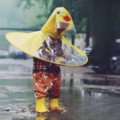 Cute Cartoon Duck and UFO Kids Raincoat Set with Rain Boots and Hat for ...